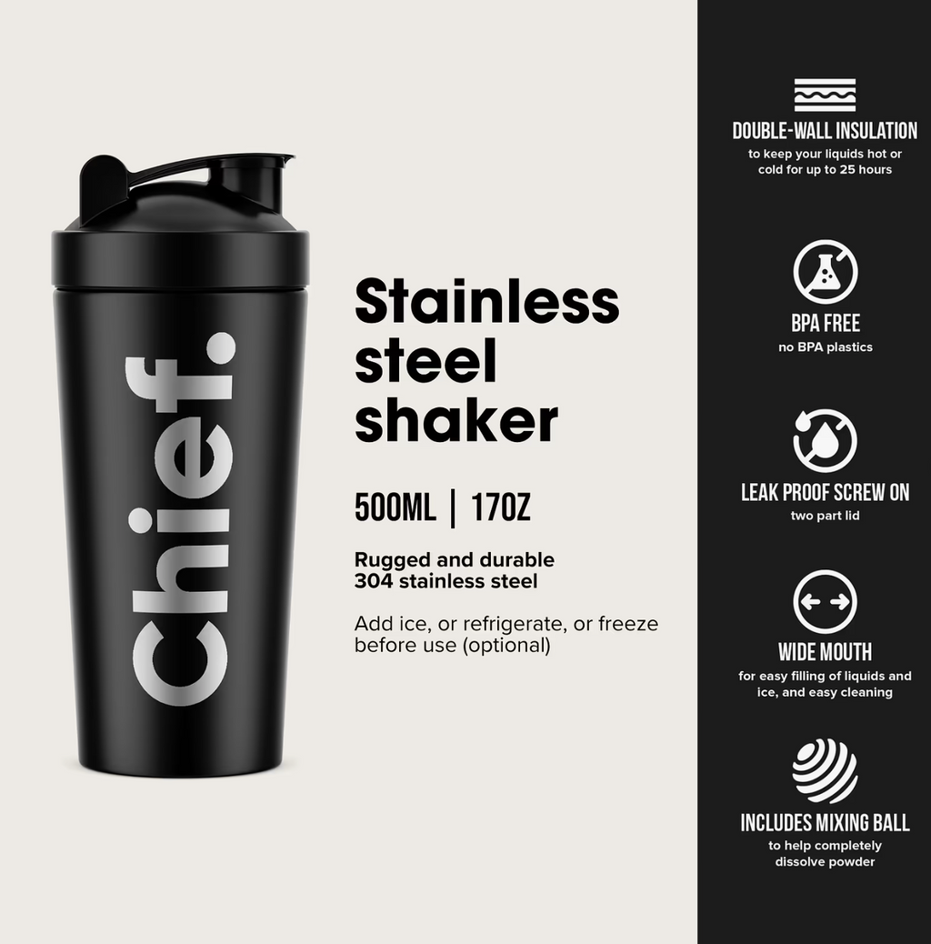 Chief Stainless Steel Protein Shaker
